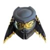matt black with golden tips predator style custom handmade motorcycle helmet