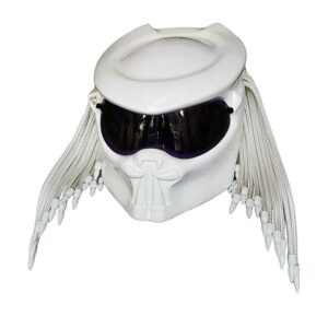 all white predator style custom handmade motorcycle helmet right side