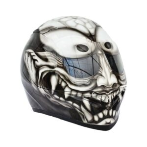 black kabuki style custom handmade motorcycle helmet