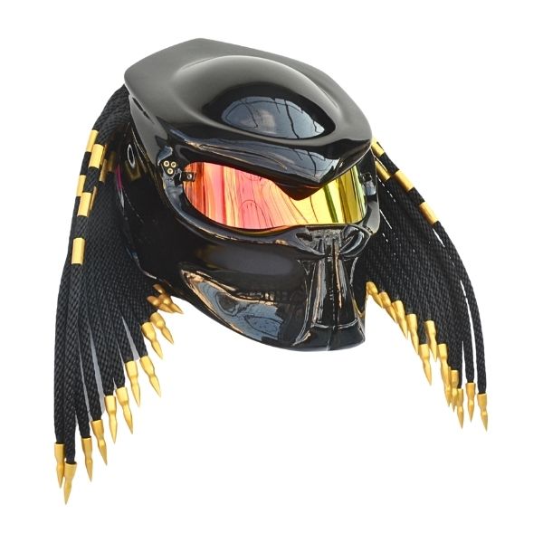 2_Black-golden-predator-helmet z golden ring predator style custom handmade motorcycle helmet right side