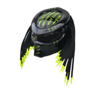 all solid black with light green symbols custom handmade motorcycle helmet left side