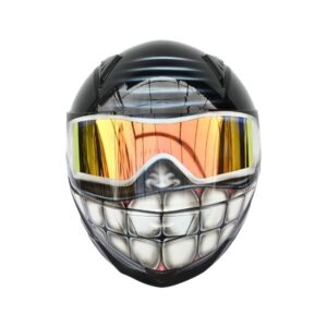 black smiley with golden oakley glasses style custom handmade motorcycle helmet