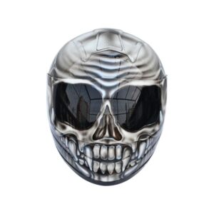 black ghost style custom handmade motocycle helmet