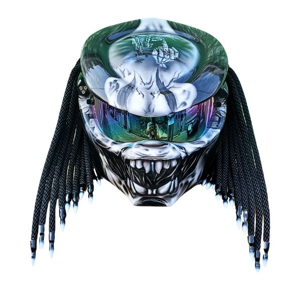 2_Black-white-ghost-style helmet x black and white super ghost predator style custom handmade motorcycle helmet