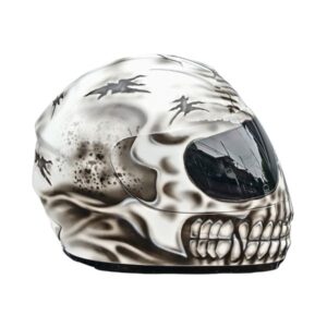 black and white teeth style custom handmade motocycle helmet right side
