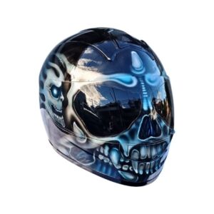 super black custom handmade motorcycle helmet right side