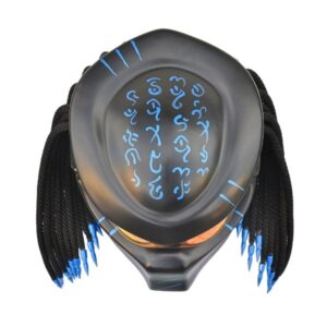matt black with blue tips predator style custom handmade motorcycle helmet top side