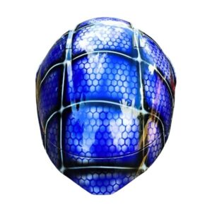 blue venom style custom handmade motorcycle helmet top side