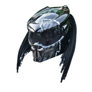 black and white symbols ghost on top predator style custom handmade motorcycle helmet
