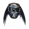 solid black with silver fang predator style custom handmade motorcycle helmet