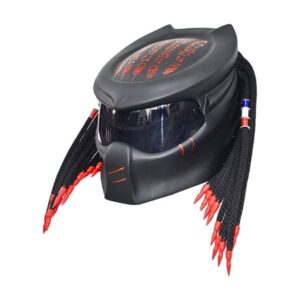 matt black with france flag predator style custom handmade motorcycle helmet left side