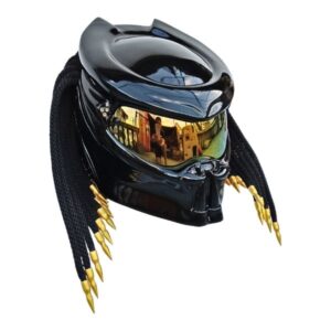 golden tips custom handmade motorcycle helmet right side