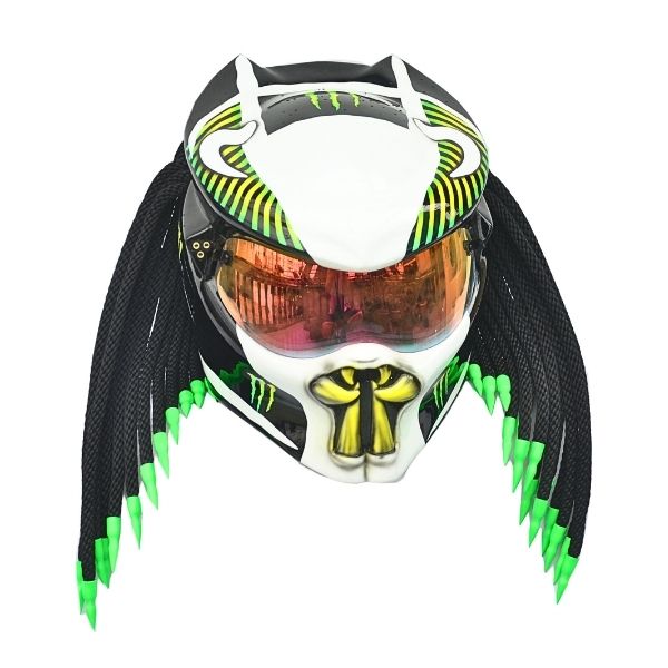 2_Green-black-super-predator helmet s monster energy predator style custom handmade motorcycle helmet