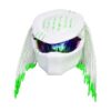all white with green tips predator style custom handmade motorcycle helmet