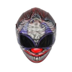 purple ghost joker style custom handmade motorcycle helmet back side