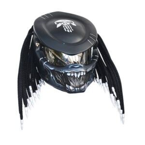 matt black with punisher predator style custom handmade motorcycle helmet right side