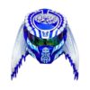 blue helmet with white dreadlock predator style custom handmade motorcycle helmet