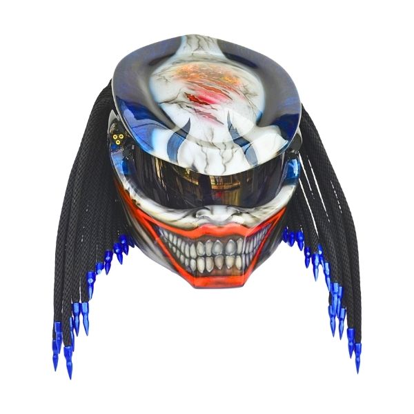 2_Navy-blue-white-predator-helmet p blue smiley predator style custom handmade motorcycle helmet