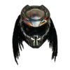 black with orange predator style custom handmade motorcycle helmet