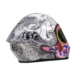 pinky face sugar skull style custom handmade motorcycle helmet right side