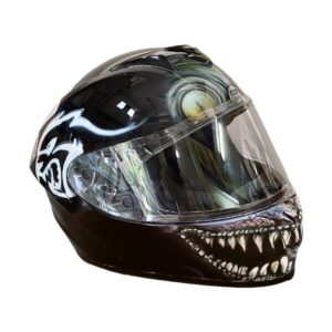 alien and poker style custom handmade motorcycle helmet right side