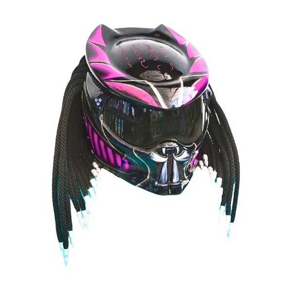 2_Purple-black-predator-helmet p purple and black predator style custom handmade motorcycle helmet