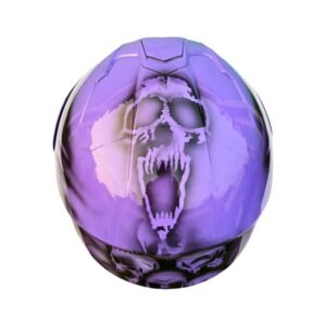 Purple ghost style custom handmade motorcycle helmet top side