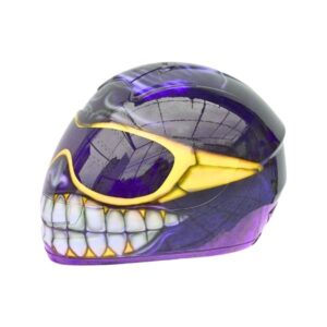 purple smiley with oakley grasses custom handmade motorcycle helmet left side