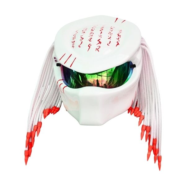 2_Red-white-predator-helmet o all white with red tips predator style custom handmade motorcycle helmet