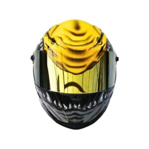 yellow shark style custom handmade motorcycle helmet front side