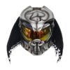 black and silver stripes predator style custom handmade motorcycle helmet