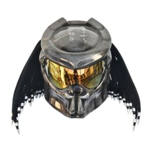 grey predator style custom handmde motorcycle helmet