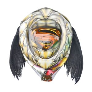 alien predator style custom handmade motorcycle helmet top side