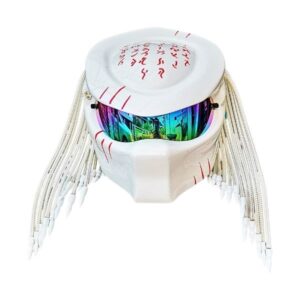 white predator style for woman custom handmade motorcycle helmet front side