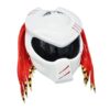 white with black eye predator style custom handmade motorcycle helmet