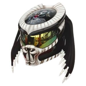 predator with wolf style custom handmade motorcycle helmet left side