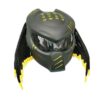 yellow symbols with matt black predator style custom handmade motorcycle helmet