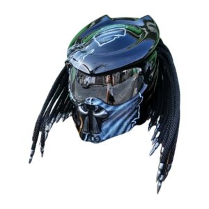 silver fang predator style custom handmade motorcycle helmet left side