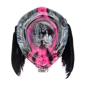 pinky ghost predator style custom handmade motorcycle helmet top side
