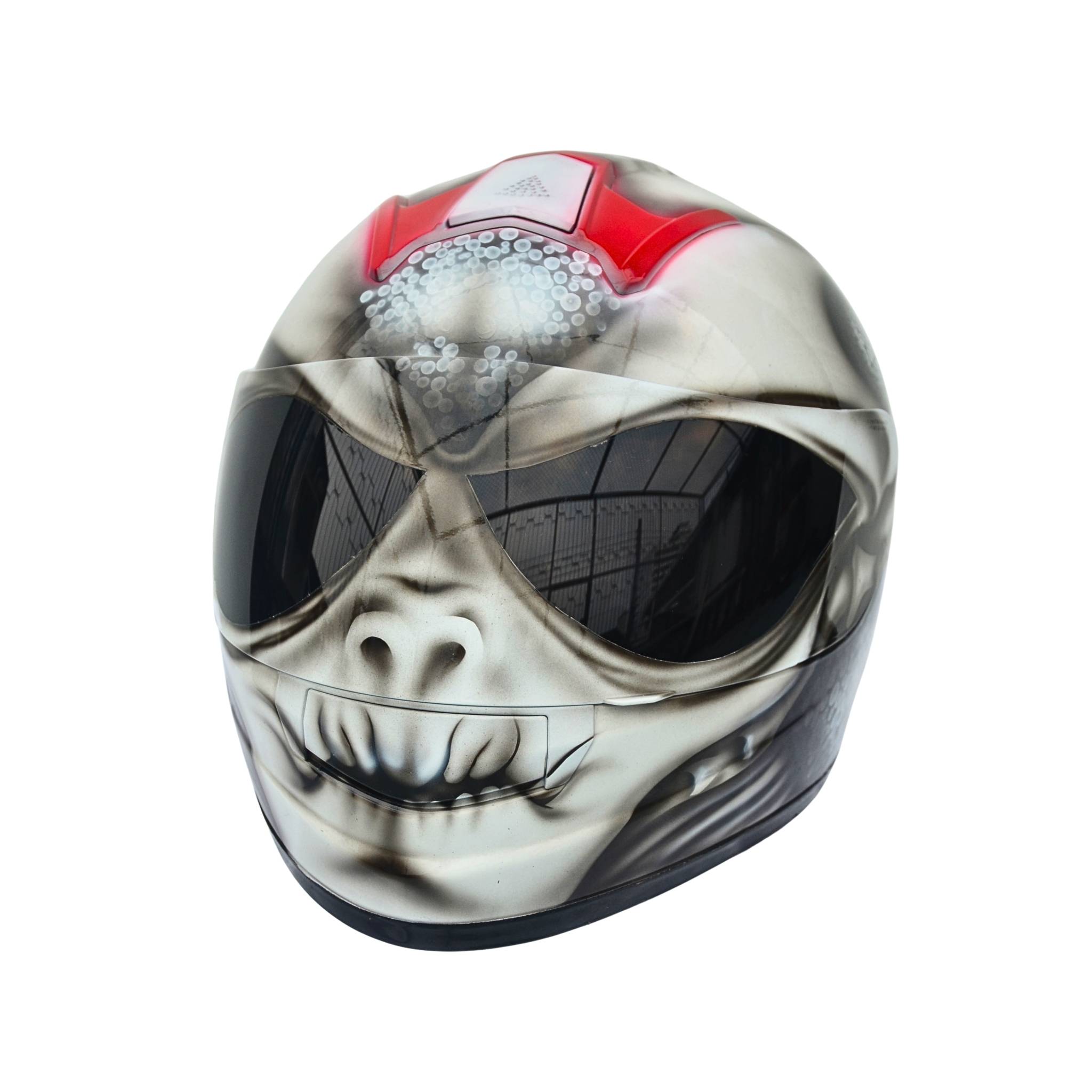 3_Black-alien-helmet j Black and white alien custom handmade motocycle helmet left side