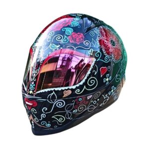 flower cat eye style custom handmade motorcycle helmet left side