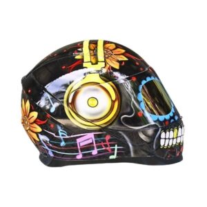yellow flower sugar skull custom handmade motorcycle helmet yellow flower sugar skull custom handmade motorcycle helmet right side