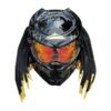 solid black with golden tips predator style custom handmade motorcycle helmet