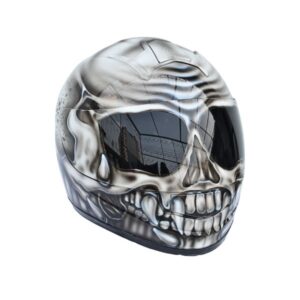 black ghost style custom handmade motocycle helmet right side