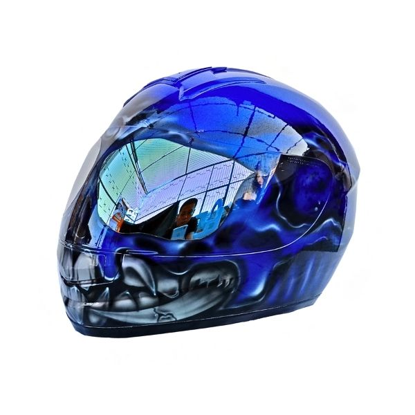 3_Blue-ghost-helmet6 blue ghost style custom handmade motocycle helmet left side