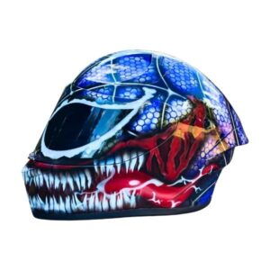 blue venom style custom handmade motorcycle helmet left side