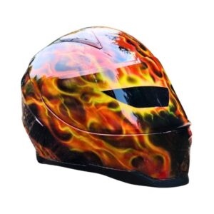brown ghost style custom handmade motorcycle helmet right side