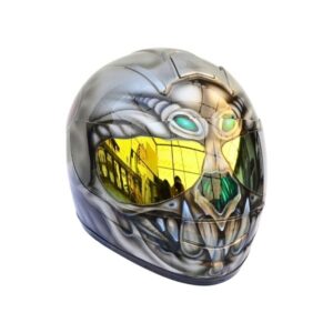 Grey ghost style custom handmade motocycle helmet left side