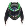 ninja green predator style custom handmade motorcycle helmet