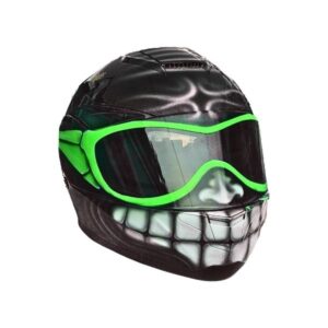 black smiley with green oakley grasses custom handmade motorcycle helmet right side
